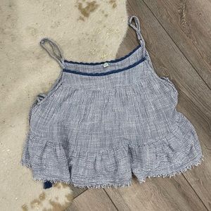 Aerie blue striped ruffle tank